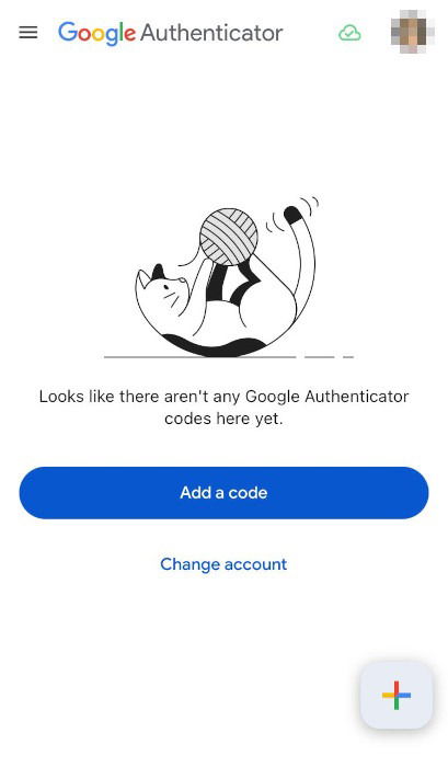 A screenshot showing the default screen for the Google Authenticator.