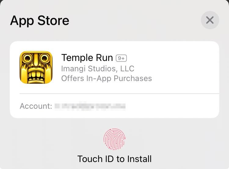 A screenshot showing the Touch ID prompt in iOS.