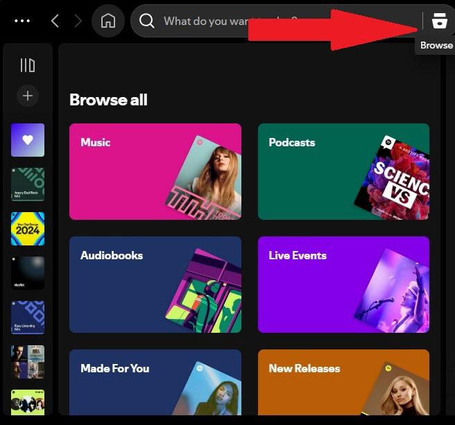 Browsing Made for You lists on Spotify desktop.
