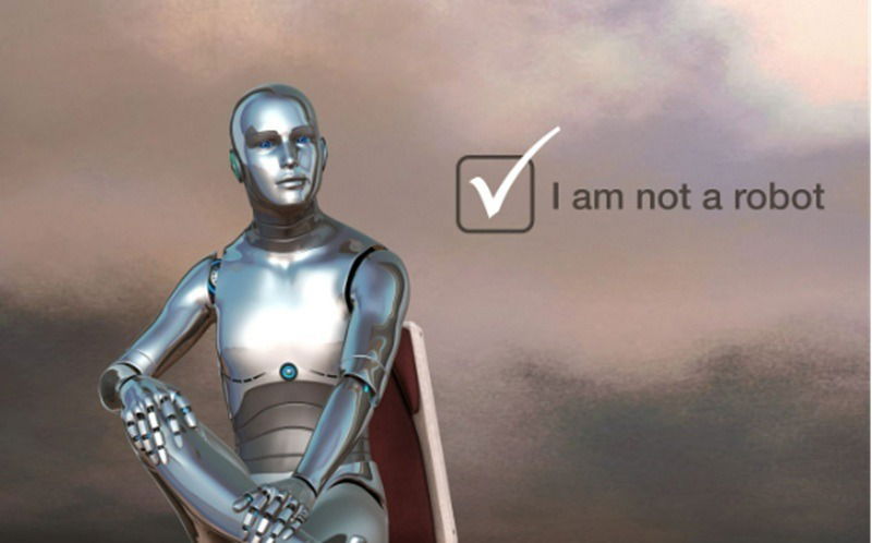 Robot with checkbox saying I'm not a robot.
