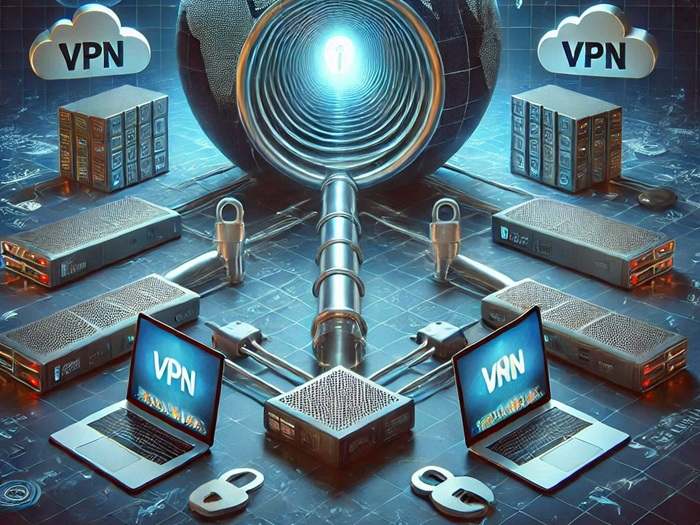 A secure, encrypted, "virtual" VPN tunnel acts as a conduit for all web traffic from end user devices to the Internet.