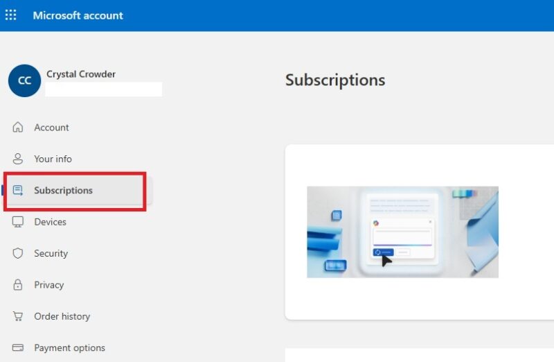 Managing Microsoft subscription.