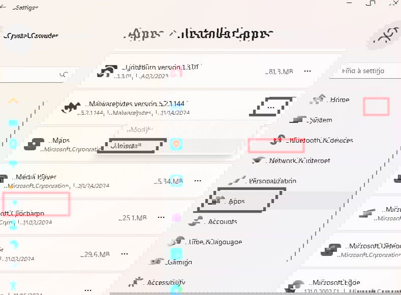 Uninstalling antivirus in Windows.