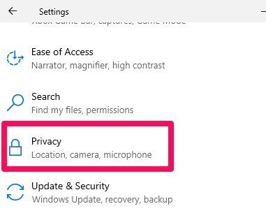 Windows Settings Privacy 3