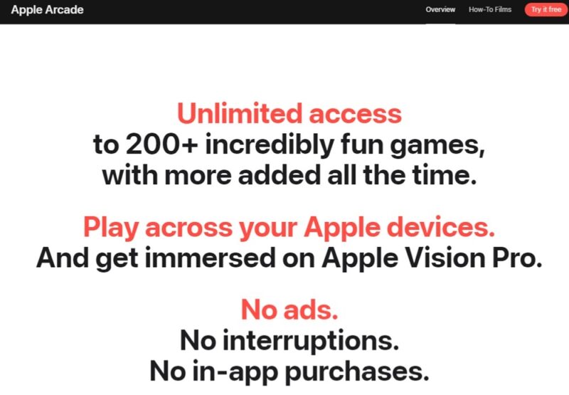 Benefits of joining the Apple Arcade membership.