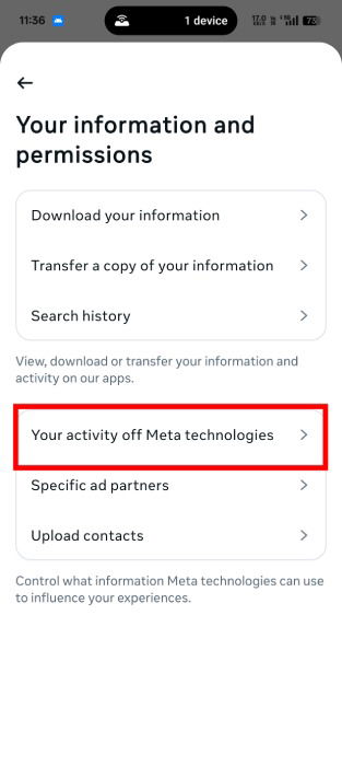 Your Activity In Meta