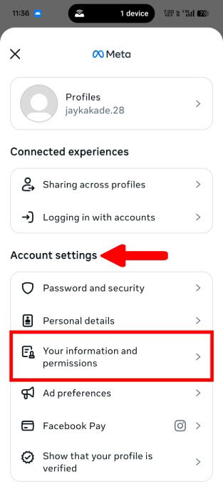 Your Information And Permissions Settings In Meta
