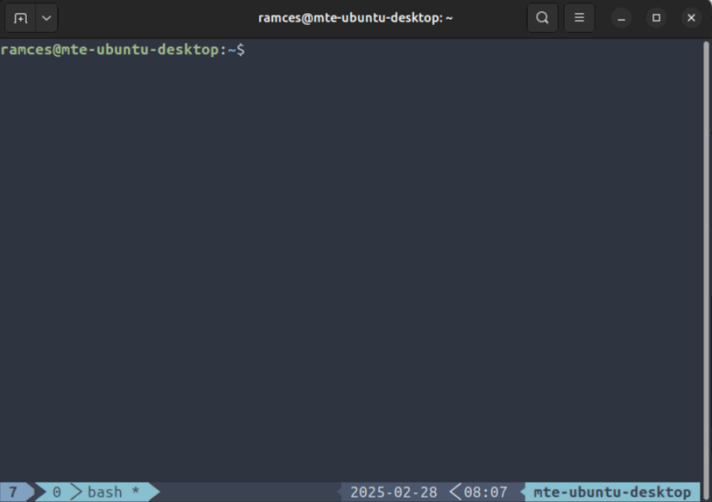 A terminal showing an empty Tmux pane with the Nord color scheme.