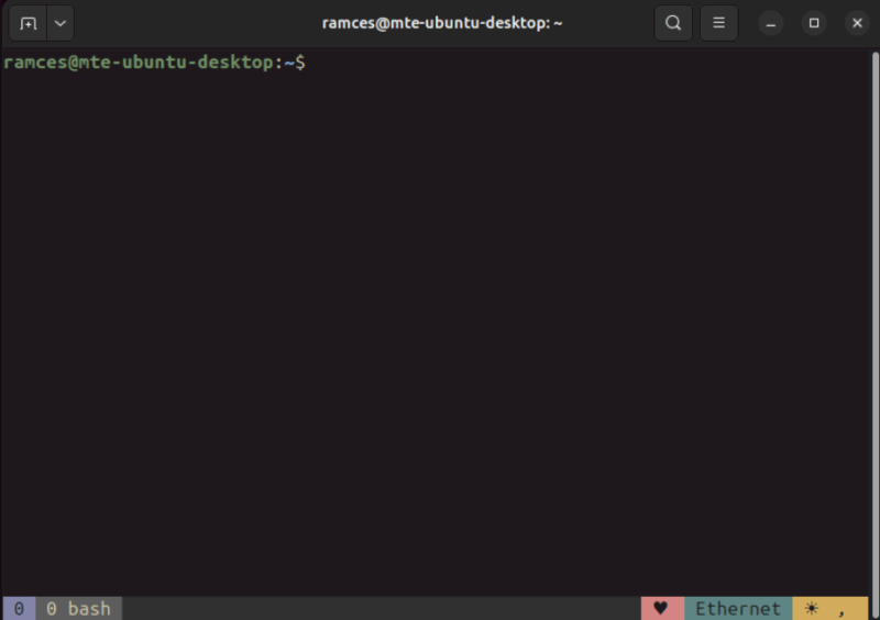 A terminal showing an empty Tmux pane with the color scheme of tmux-kanagawa.