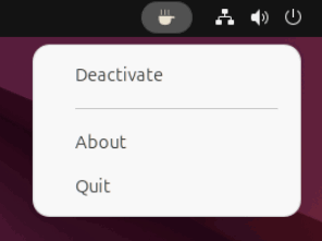 A screenshot showing the system tray indicator for Caffeine.