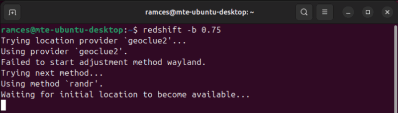 A terminal showing the process of adjusting the brightness of the current screen.