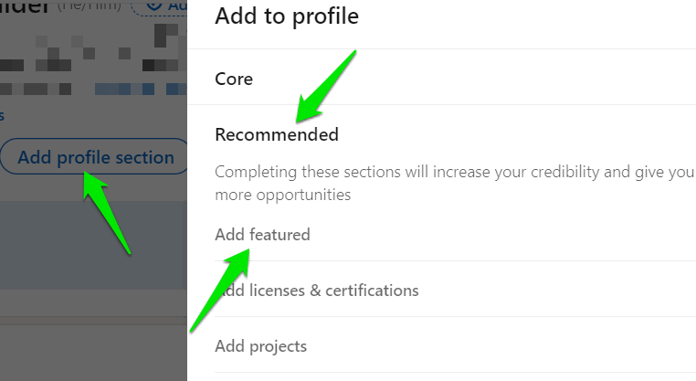 Adding Featured Section in Linkedin