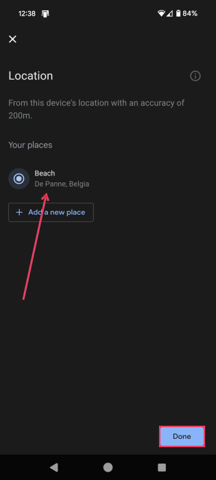 Adding new place to Location for new Routine on Android. 