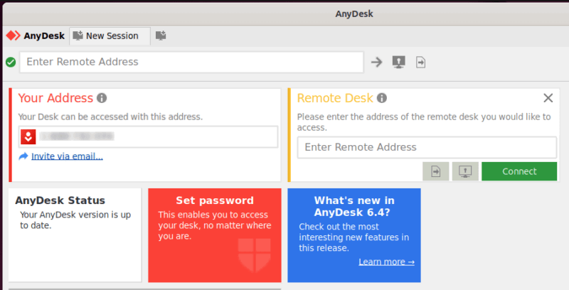 Anydesk Remote Desktop Interface On Linux