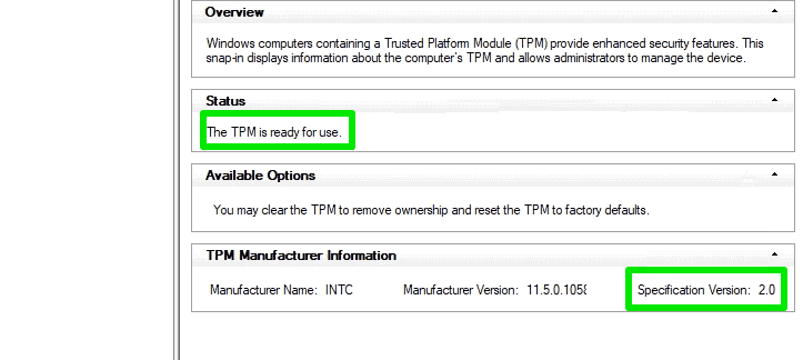 Check TPM 2.0 support in Windows 11