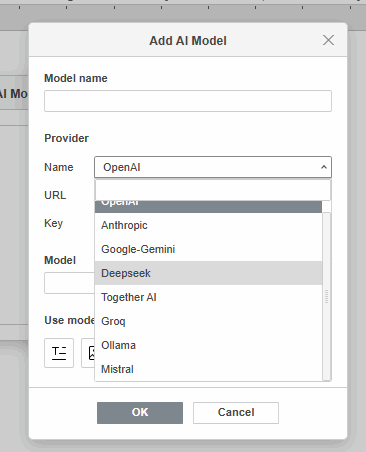 ONLYOFFICE AI plugin providers