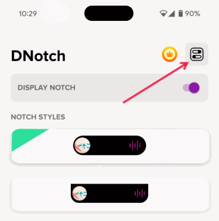 Tapping panel icon in Dynamic Bar app. 