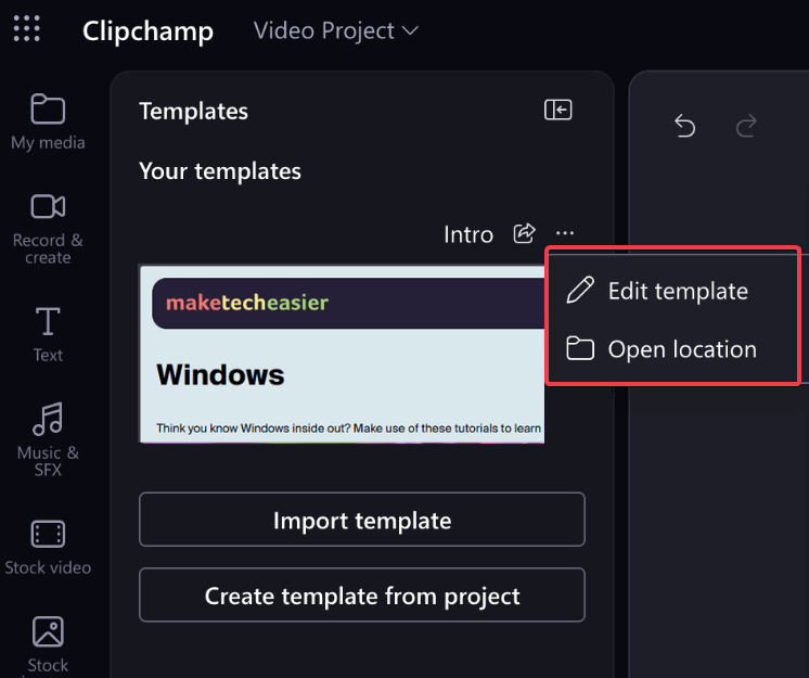 Edit Templates Clipchamp