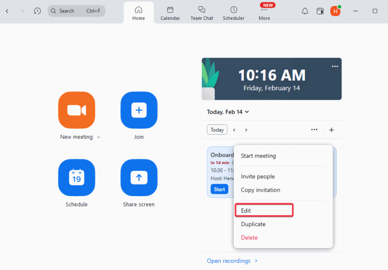 Edit Zoom Recurring Meeting