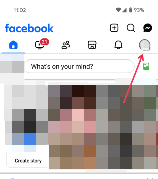 Pressing on profile picture in Facebook app. 