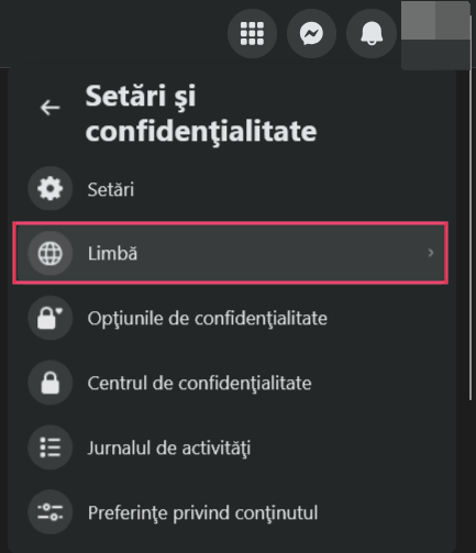 Clicking Language option in Facebook on PC. 