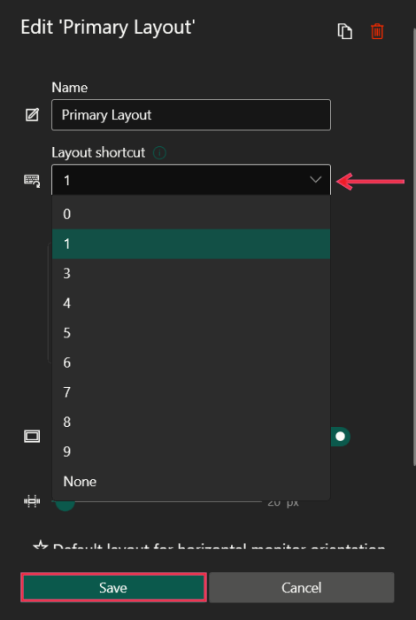 fancyzones dual monitor creating layout shortcut