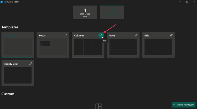 Fancyzones Dual Monitor Pencil