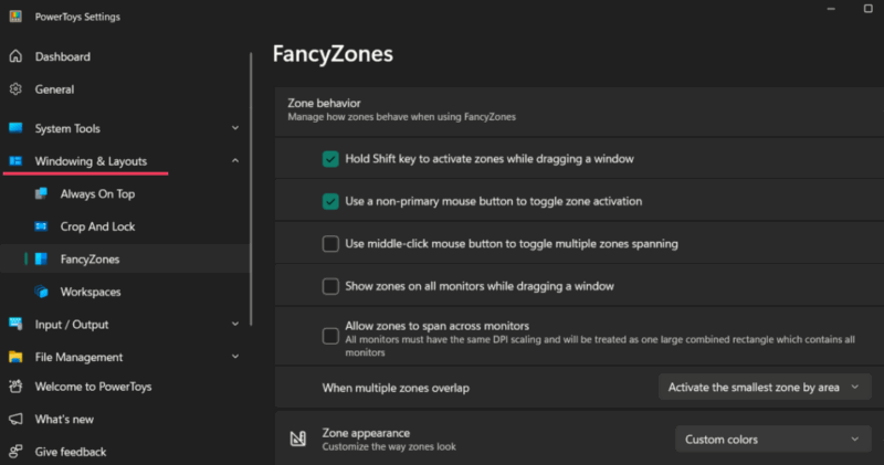 Fancyzones Dual Monitor Zone Behavior
