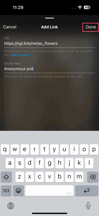 Adding NGL link for Instagram story. 