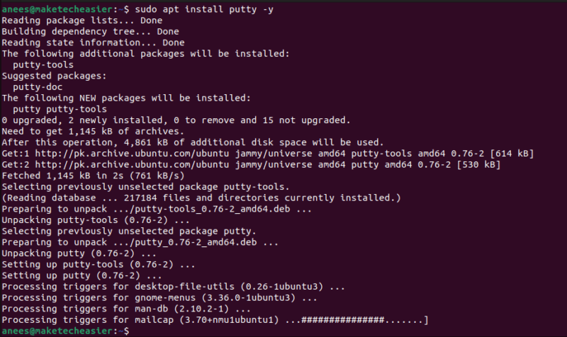 Install Putty Apt