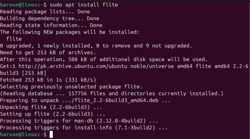 Installing Flite Tts