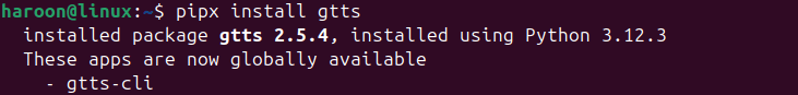 Installing Gtts Tool Using Pipx