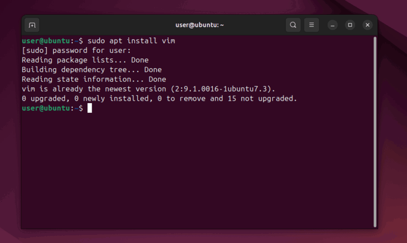 Installing Vim In Ubuntu Terminal.