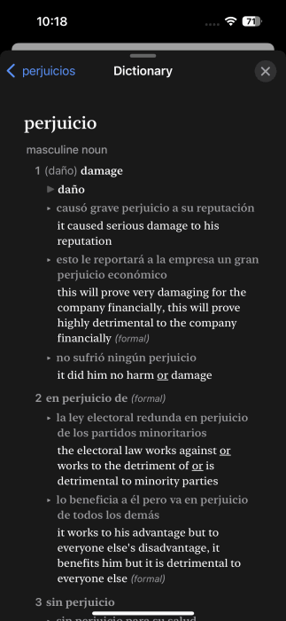 Full description of foreign word viewed in Safari browser on iPhone. 