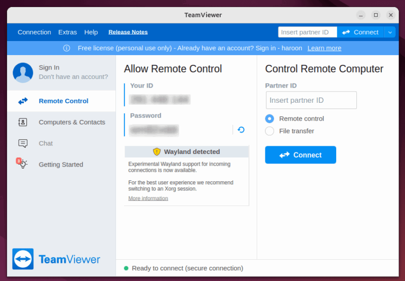 Launching Teamviewer Main Interface On Linux