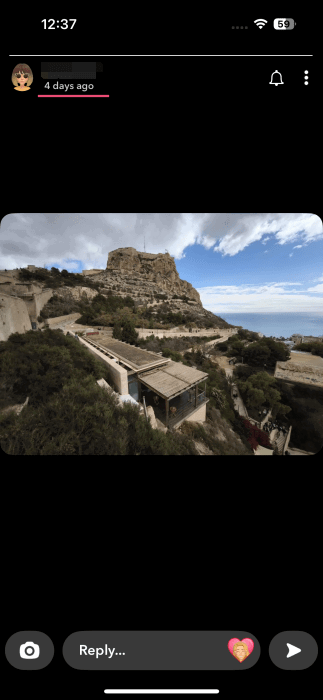 Live snap from camera roll posted the regular way on Snapchat.