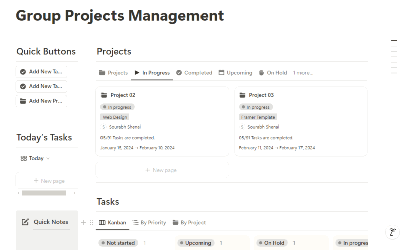 Manage Group Projects Notion
