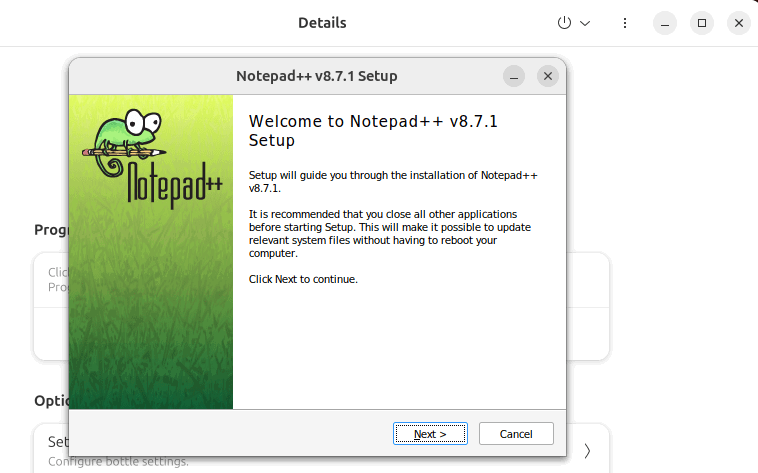 Running Notepad Setup In Bottles Wine wrapper.