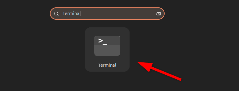 Opening Terminal on Ubuntu from Applications menu.