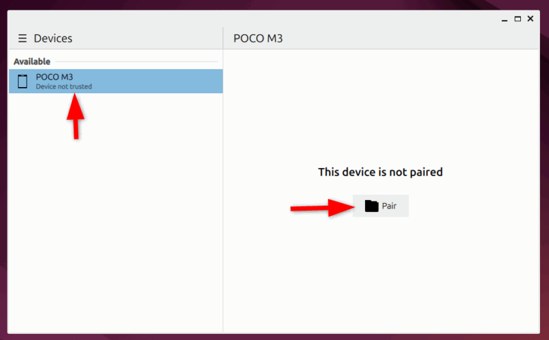 Pairing Mobile Device Using Kde Connect