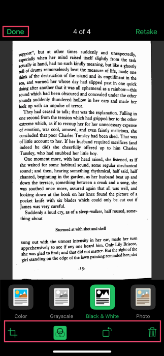 Editing a scan in WhatsApp for iPhone.