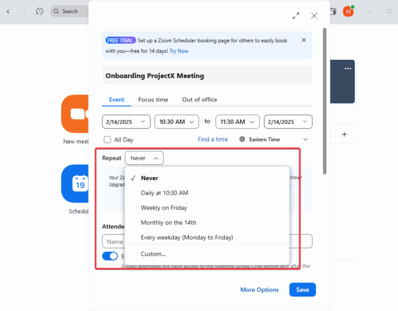 Set Up Recurring Meeting