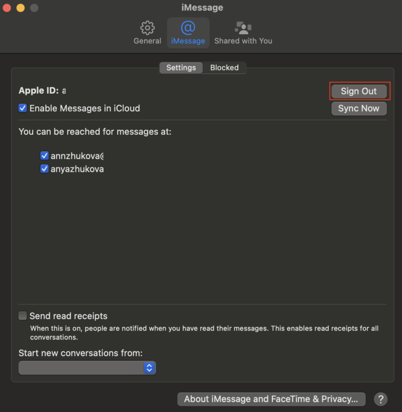 Sign Out of iMessage