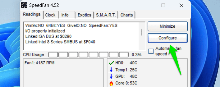 Speedfan Configure button