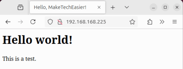 A screenshot of a website running unencrypted over a network.