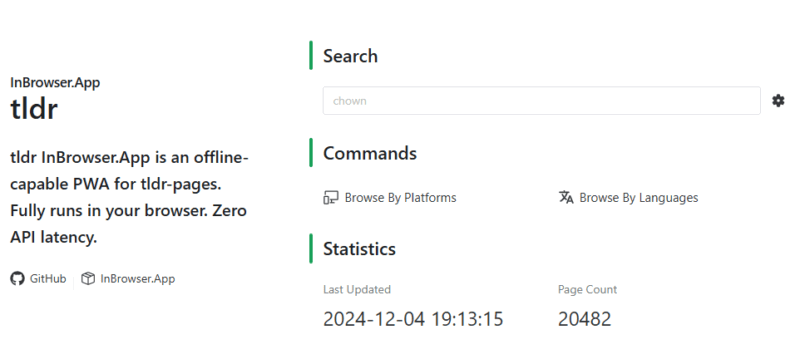 Tldr Web Browser Page