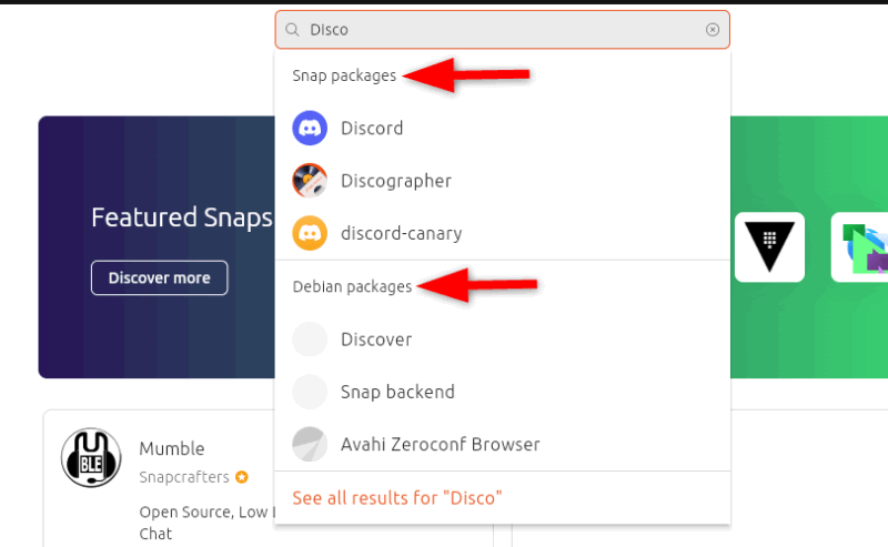 Ubuntu App Center Search Option