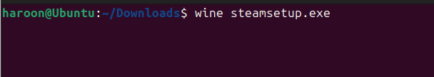 Running Windows installer file using Wine through terminal.